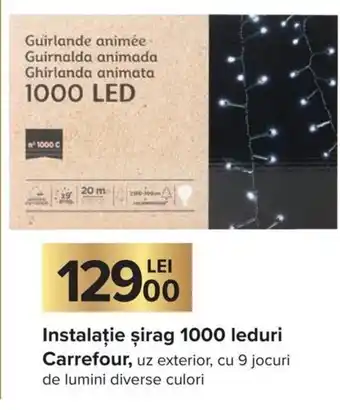 Carrefour Instalație șirag 1000 leduri uz exteruir cu 8 jocuri de lumini diverse culori