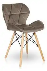 Favi Scaun stil scandinav, velur, lemn, bej, 46x50x73 cm Ofertă