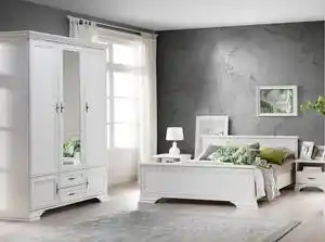 Favi Set dormitor kentuki, alp alpin, pat 160x200 cm, dulap cu oglinda, 2 n Ofertă
