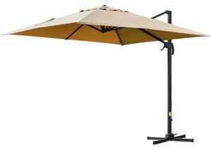 Favi Outsunny umbrela de gradina cu brat manivela, inclinare reglabila kaki 300x300m | aosom ro Ofertă