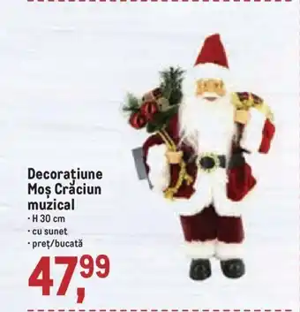 Metro Decorațiune Moș Crăciun muzical, H 30cm Ofertă