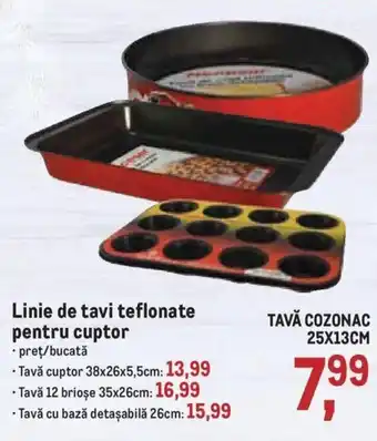 Metro Linie de tavi teflonate pentru cuptor tavă cozonac 25x13cm Ofertă
