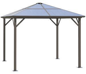 Favi Outsunny foisor de gradina 2.94x2.94m cu acoperis din policarbonat si manere, structura din aluminiu, cafeniu Ofertă