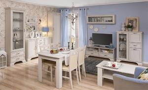 Favi Set living alb tiffany 4 format din: vitrina mica, vitrina inalta, dul Ofertă