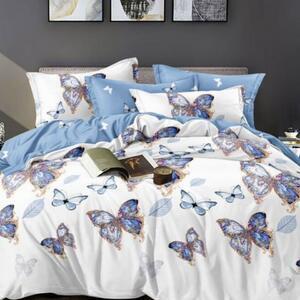 Favi Lenjerie de pat din finet, pat 2 persoane, blue butterflies, fnj-140 Ofertă