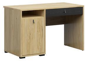 Favi Birou rodes cu sertar si usa, stejar negru/frasin belarus, 120x59x75.5 Ofertă