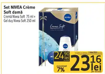 Supeco Nivea Set Creme Soft damă Cremă Soft 75 ml + Gel duș Soft 250 ml Ofertă
