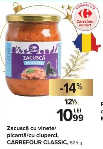 Carrefour Carrefour Classic Zacuscă cu vinete / picantă / cu ciuperci, 525 g Ofertă