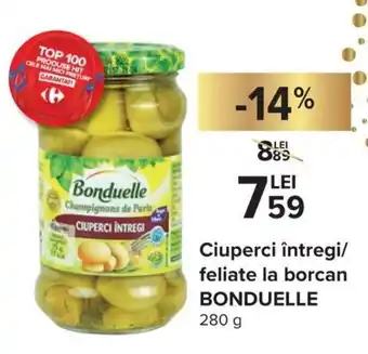 Carrefour Bonduelle Ciuperci întregi / feliate la borcan 280 g Ofertă