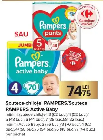 Carrefour Pampers Scutece-chiloțel Pampers/Scutece Active Baby Ofertă