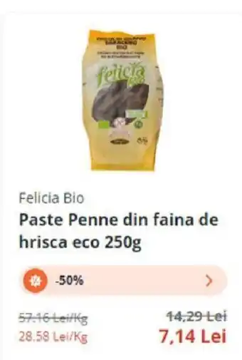 Mega Image Felicia Bio Paste Penne din faina de hrisca eco 250 g Ofertă