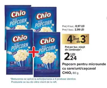 Chio Popcorn pentru mucrounde cu sare/unt/cașcaval 80 g