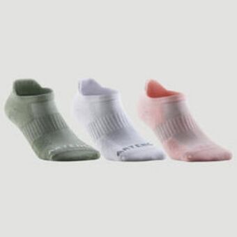 Decathlon Set 3 perechi şosete scurte tenis rs500 kaki-alb-roz adulți Ofertă