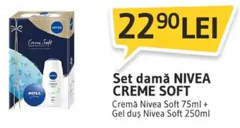 Supeco Nivea Set damă Creme Soft Cremă Nivea Soft 75 ml + Gel duș Nivea Soft 250 ml Ofertă