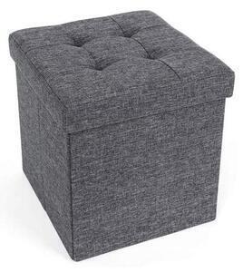 Favi Taburet cu spatiu depozitare, pliabil, gri, 38 x 38 x 38 cm Ofertă