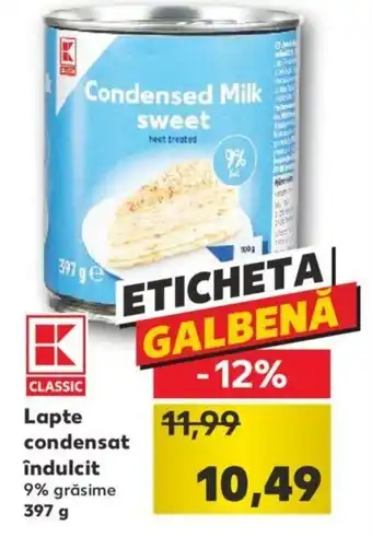 Kaufland Lapte condensat îndulcit 9% grăsime 397 g Ofertă