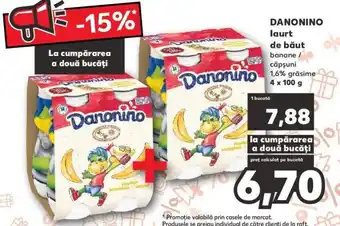 Kaufland Danonino laurt de băut banane / căpșuni 1,6% grăsime 4 x 100 g Ofertă