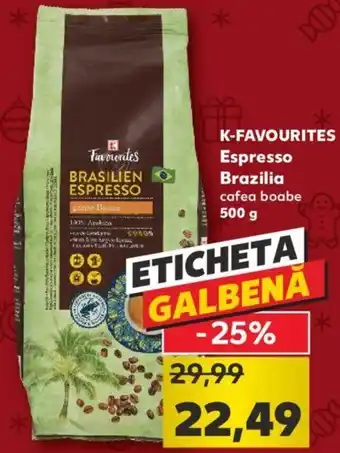 Kaufland K-Favourites Espresso Brazilia cafea boabe 500 g Ofertă