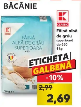 Kaufland Făină albă de grâu superioară tip 650 1 kg Ofertă