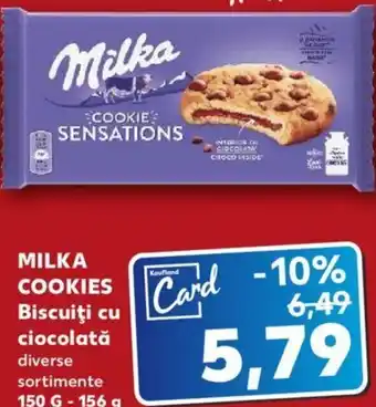 Kaufland Milka cookies Biscuiți cu ciocolată diverse sortimente 150 g - 156 g Ofertă