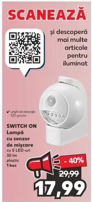 Kaufland Switch On Lampă cu senzor de mișcare cu 5 LED-uri 30 lm plastic 1 buc Ofertă