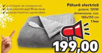 Kaufland Pătură electrică putere: 120 W dimensiune: cca. 180 x 130 cm 1 buc Ofertă