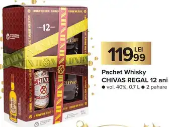 Carrefour Chivas Regal Pachet Whisky 12 ani vol. 40% 0.7L 2 pahare Ofertă