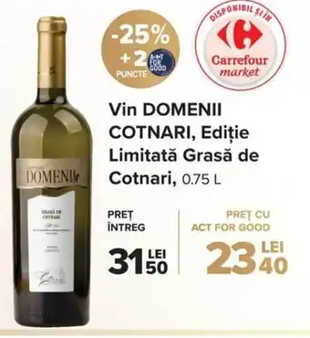 Domenii Cotnari Vin Ediție Limitată Grasă de Cotnari 0.75L