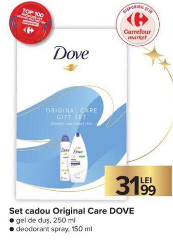 Carrefour Dove Set cadou Original Care gel de duș 250 ml, deodorant spray 150 ml Ofertă