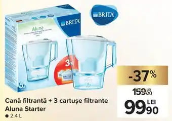 Carrefour Brita Cană filtrantă + 3 cartușe filtrante Aluna Starter 2,4 L Ofertă