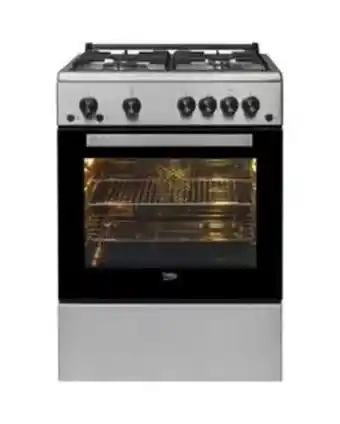 Aragaz pe gaz beko fsht62111gx, rotisor, grill, 4 arzatoare