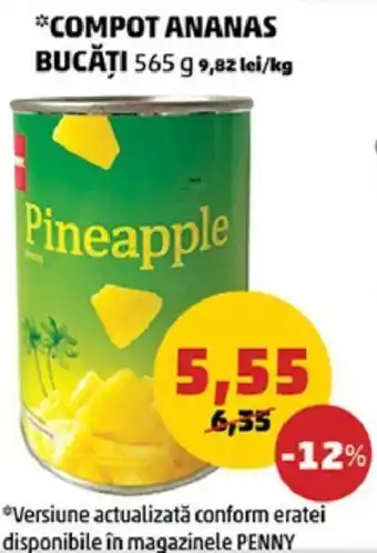 Penny compot ananas bucăți 565g