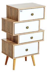 Homcom mobilier comoda in lemn stil nordic lemn si alb, 47x29.5x81cm