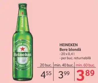 Heineken bere blondă 20 x 0,4l / per buc.