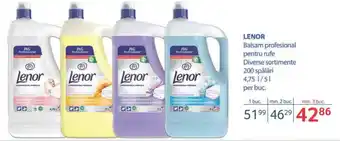 Selgros Lenor balsam profesional pentru rufe diverse sortimente 200 spălări 4,75l / 5l / per buc. Ofertă