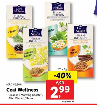 Lidl Lord nelson ceai wellness cleanse / morning booster / after dinner / relax 20 x 2g Ofertă