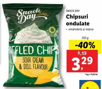 Lidl Snack day chipsuri ondulate smâtână și mărar 150g Ofertă