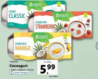 Lidl Vemondo cocosgurt natur / căpșumi / mango 2 x 125g Ofertă