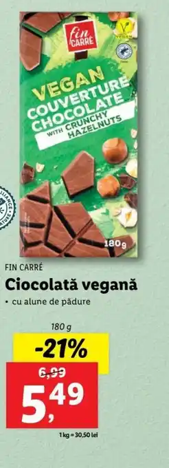 Fin carré ciocolată vegană cu alune de pădure 180g