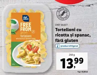 Lidl Chef select tortelloni cu ricotta și spanac fără gluten 250g Ofertă