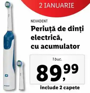 Nevadent periuță de dinți electrică cu acumulator include 2 capete 1 buc.