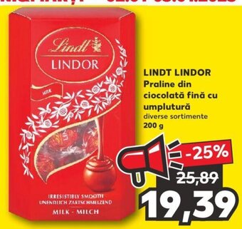 Kaufland Lindt lindor praline din ciocolată fină cu umplutură 200g Ofertă