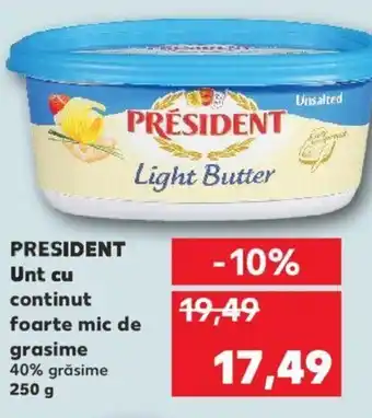 Kaufland President unt cu continut foarte mic de grasime 250g Ofertă