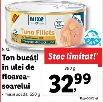 Lidl Nixe ton bucăți în ulei de floarea-soarelui masă solidă 650g 900g Ofertă