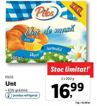 Lidl Pilos unt 65% grăsime 2 x 200g Ofertă