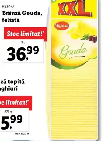 Lidl Malibona brânză gouda feliată 1kg Ofertă