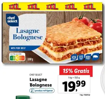 Lidl Chef select lasagne bolognese 1kg + 150g Ofertă