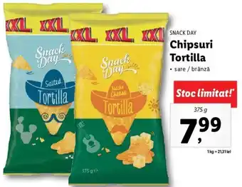 Lidl Snack day chipsuri tortilla sare / brânză 375g Ofertă