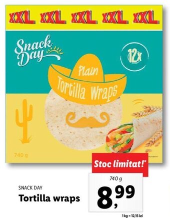 Lidl Snack day tortilla wraps 740g Ofertă