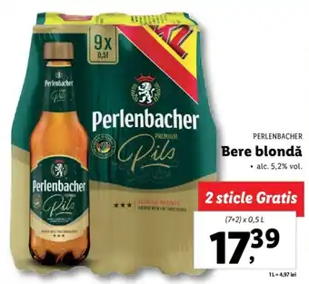 Lidl Perlenbacher bere blondă 5.2% 7 + 2 x 0.5l Ofertă